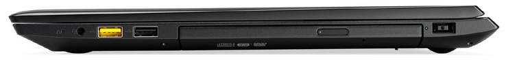 rechte Seite: Audiokombo, 2x USB 2.0 (Typ A), DVD-Brenner, Netzanschluss