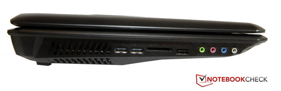 Linke Seite: 2x USB 3.0, Kartenlesegerät, USB 2.0, 4x Audio