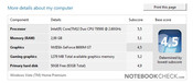 Znote 6625WD: Vista Leistungsindex