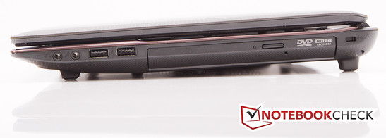 Rechte Seite: 2x Audio, 2x USB 2.0, optisches Laufwerk, Kensington Lock