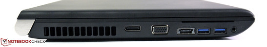 Links: DisplayPort, VGA, eSATA/USB, 2 x USB 3.0, Smart Card Reader, Audio in/out