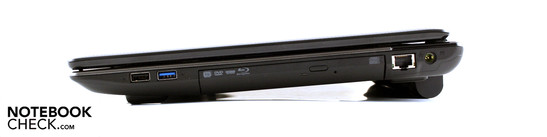 Rechte Seite: USB 2.0, USB 3.0, Blu ray Leser, Ethernet, AC