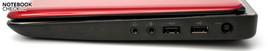 Rechte Seite: Audio, 2x USB 2.0, Stromanschluss
