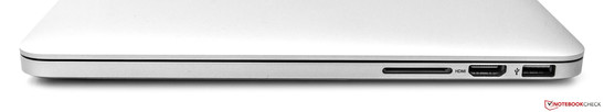 rechte Seite: Kartenleser, HDMI, USB 3.0 rechte Seite: Kartenleser, HDMI, USB 3.0