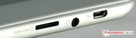 3,5-mm-Klinkenanschluss, Micro-USB-2.0-Port und microSD-Karten-Slot.