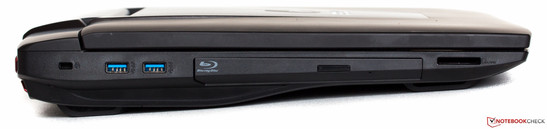 linke Seite: Kensington, 2x USB 3.0, Blu-ray, SD-Kartenleser