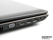 VGA (D-Sub), HDMI (Fernseher, TFTs), USB und Audio Ports.
