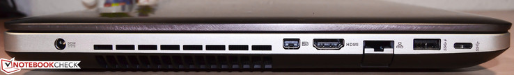 (DC-in) Netzanschluss, mini DisplayPort, HDMI, Ethernet, 1x USB 3.0, 1x USB 3.0 type-C