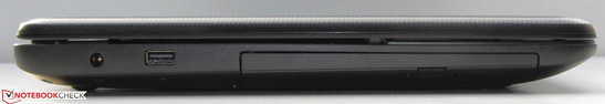 Linke Seite: USB 2.0, DVD-Brenner