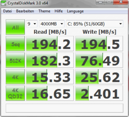 Vergleich: Toshiba SSD THNSNC128GMLJ (128GB) im Portégé R700-172 - 194MB/s LESEN Vergleich: Toshiba SSD THNSNC128GMLJ (128GB) im Portégé R700-172 - 194MB/s LESEN