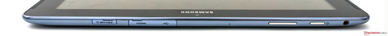 Kopfseite: Kartenleser, Micro-HDMI, USB 2.0, Lautstärke-Wippe, Power-Button, Audio