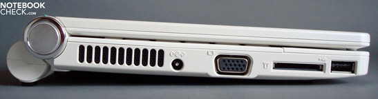 Links: Luftaustritt, DC-in, VGA, Cardreader, USB