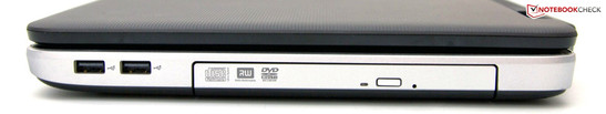 rechte Seite: 2x USB 2.0, DVD-Laufwerk rechte Seite: 2x USB 2.0, DVD-Laufwerk