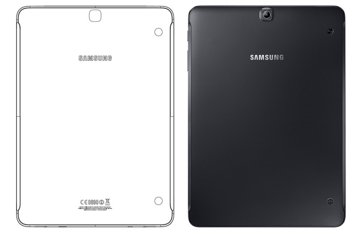 Die FCC-Skizze des Galaxy Tab S3 9.7 im Vergleich zum Galaxy Tab S2 9.7 (Bild: Phonearena.com)