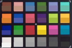 Amazon Fire HD 10: ColorChecker-Farben abfotografiert. In der unteren Hälfte jedes Feldes haben wir die Originalfarben abgebildet.