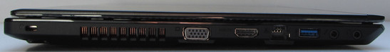 links: Anschluß für Kensington Schloss, VGA, HDMI, Gigabit-Ethernet, USB 3.0, Kopfhörer, Mikrofon links: Anschluß für Kensington Schloss, VGA, HDMI, Gigabit-Ethernet, USB 3.0, Kopfhörer, Mikrofon