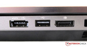 Fast immer dabei: eSATA/USB-Combo, USB 2.0- und Displayport-Buchse