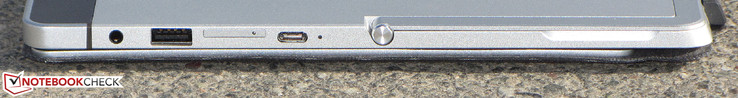 rechte Seite: Audiokombo, USB 3.0, MicroSD-Steckplatz, Thunderbolt-3-/Netzteilanschluss