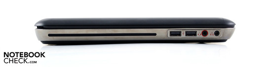Linke Seite: Slot-In Laufwerk, 2x USB 2.0, Audio Kombi, Kopfhörer