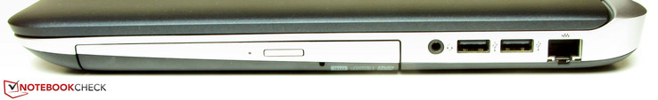 rechte Seite: DVD-Brenner, Audiokombo, 2x USB 2.0, Gigabit-Ethernet