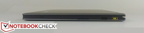 rechte Seite: Auto-Rotation-Schalter, 3-in-1-SD-Leser, 1x USB 2.0, Stromanschluss