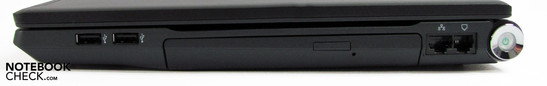 Rechte Seite: 2x USB, DVD-Brenner, LAN, Modem, Netzschalter Rechte Seite: 2x USB, DVD-Brenner, LAN, Modem, Netzschalter