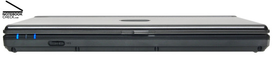 Zepto Znote 3414W Vorderseite: Status-LEDs, WLAN-Schalter, Deckelentriegelung Zepto Znote 3414W Vorderseite: Status-LEDs, WLAN-Schalter, Deckelentriegelung