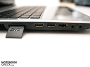 HDMI, 2 USB-Anschlüsse, Audioanschlüsse und Kartenleser