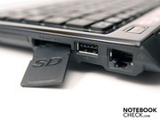 Ein weiterer USB-Anschluss, Kartenleser und RJ-45 Netzwerkanschluss