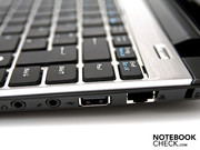 ... die Audioanschlüsse, RJ-45 und ein Kensington Lock.