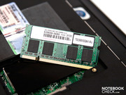 Für eine gute Leistung sind 2 GByte DDR2-800-Arbeitsspeicher von Transcend integriert.
