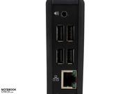 weitere USB 2.0 Anschlüsse und ein Ethernet Port befinden sich ebenfalls an der Rückseite