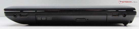 Rechte Seite: USB 2.0, DVD-Brenner, USB 2.0, Audiokomboport