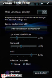 Mit Sonic Focus kann man die Klangausgabe beeinflussen. Mit Sonic Focus kann man die Klangausgabe beeinflussen.