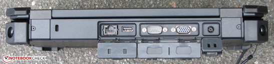 Rückseite: Gigabit-Ethernet, USB 2.0, serielle Schnittstelle, VGA-Ausgange, Netzanschluss