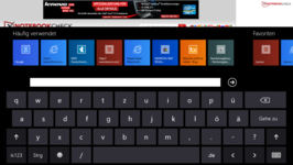 Virtuelle QWERTZ-Tastatur von Windows RT im Querformat. Virtuelle QWERTZ-Tastatur von Windows RT im Querformat.