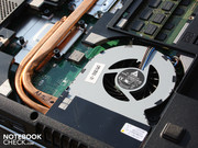 Die Kühlung hat zwei separate Heatpipes, je für CPU und GPU.