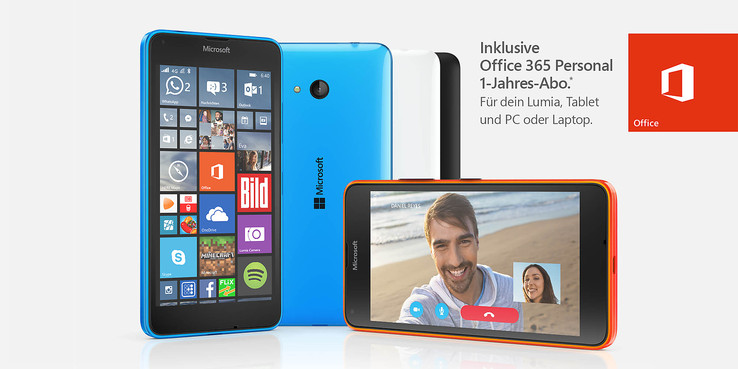 Microsoft gibt sich spendabel: Office 365 Personal für einen PC oder ein Notebook ist beim Lumia 640 / LTE / XL für ein Jahr dabei (Bild: Microsoft)