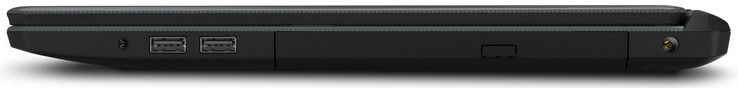 Rechte Seite: Audiokombo, 2x USB 2.0 (Type A), DVD-Brenner, Netzanschluss