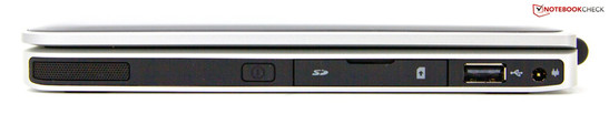 Rechte Seite: Lautsprecher, SD-Kartenleser, SIM-Einschub, USB 2.0
