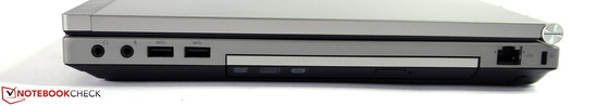 rechte Seite: Audio in/out, 2x USB 3.0, DVD-Laufwerk, LAN, Kensington rechte Seite: Audio in/out, 2x USB 3.0, DVD-Laufwerk, LAN, Kensington