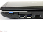 3x USB 3.0 und einmal eSata bieten genügend Anbindungsmöglichkeiten für schnelle Peripherie.
