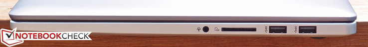 Rechts: 3,5-mm-Combo, SD-Kartenleser, 2x USB 3.0
