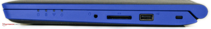 rechts: Audio-Combo, SD-Kartenlesegerät, 1 x USB 2.0, Kensigton-Lock