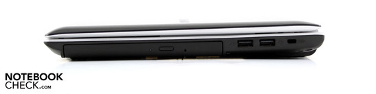 Rechte Seite: optisches Laufwerk, 2 x USB 2.0, Kensington