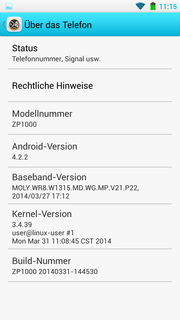 Android 4.2.2 ist installiert.