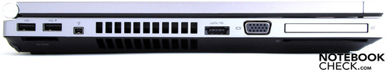 Links: 2 x USB 2.0, Kartenleser, Firewire, eSATA/USB, VGA, PC Card Express Links: 2 x USB 2.0, Kartenleser, Firewire, eSATA/USB, VGA, PC Card Express