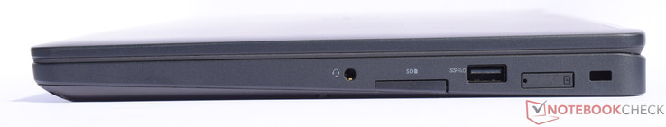 rechts: Audio, Kartenleser, USB 3.0, SIM-Card-Slot (optional), Kensington-Lock-Buchse