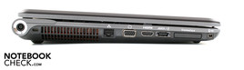Linke Seite: LAN, VGA; HDMI, eSATA, ExpressCard, iS400