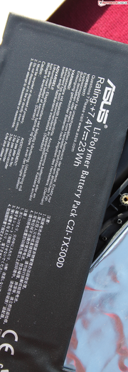Asus Transformer Book TX300CA: Tribut an die Ultrabook-Komponenten. Die Laufzeiten sind trotz Dual-Akku eher niedrig.